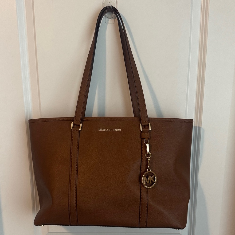 Michael Kors Brown Tote with Gold Charm